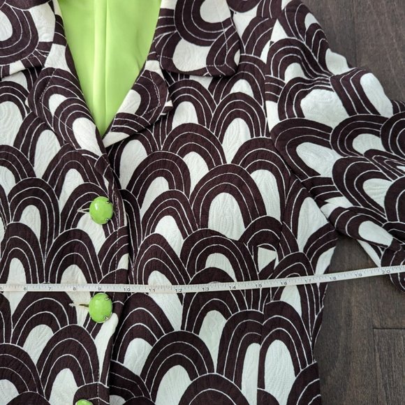 2000s-era dress coat, graphic print with bright lining - Picture 5 of 13